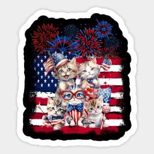 Cat Happy Freedom Day Cat Lovers Cat Moms 4th July American Sticker